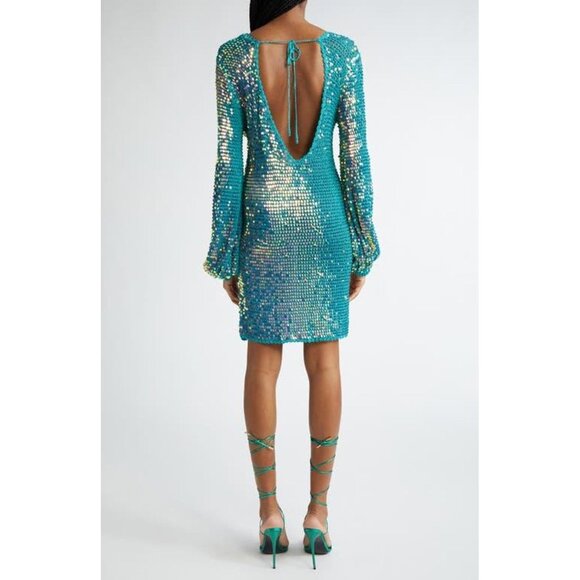 NEW retrofete Tara Dress in Aquamarine SEQUIN mini size XS/S - Picture 2 of 8